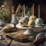 virale melted ice cream cake pops on rustic farmhouse table