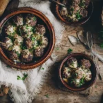 Mince balls with cheese on rustic farmhouse table